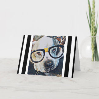 Adorable Dog With Glasses Folded Greeting Card 