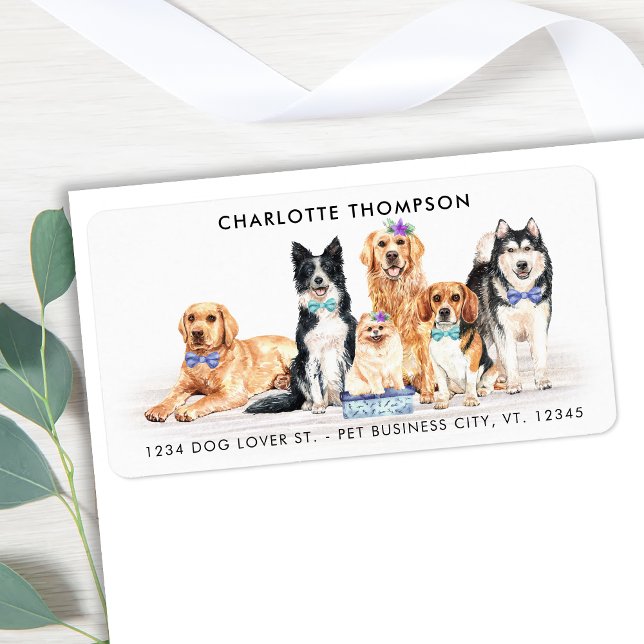 Adorable Dogs Custom Pet Business Return Address Label (Creator Uploaded)