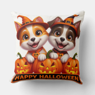 Adorable Dogs in Halloween Costumes Cushion