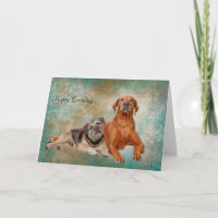 Adorable Dogs On Decoupage Art Birthday/Greeting