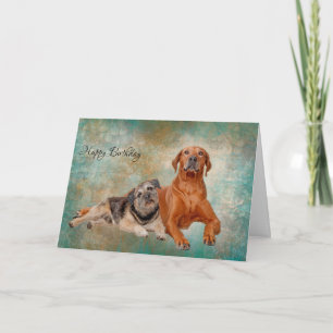 Adorable Dogs On Decoupage Art Birthday/Greeting Card
