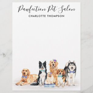 Adorable Dogs Pet Sitter Dog Groomer Business Custom Letterhead