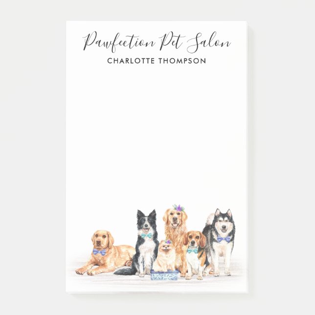 Adorable Dogs Pet Sitter Dog Groomer Business Post-it Notes (Front)