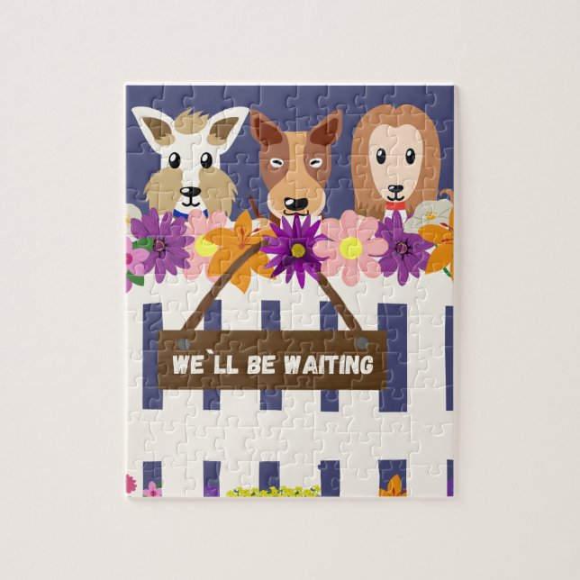 Adorable Dogs "We'll Be Waiting" Jigsaw Puzzle (Vertical)