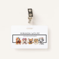 Adorable dogs with flower crown, watercolor Name