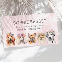 Adorable dogs with flower crown, watercolor pink 