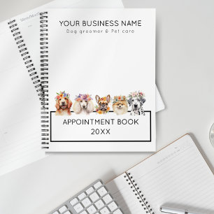 Adorable dogs with flower crown, watercolor white planner