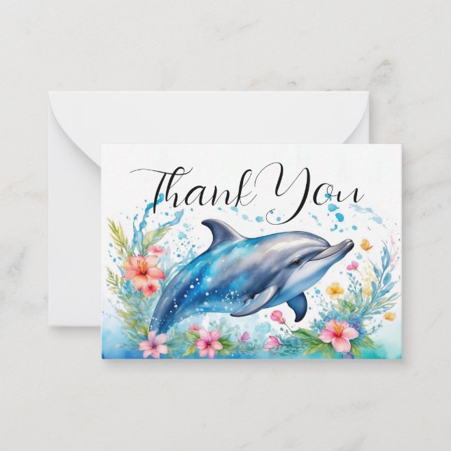 Adorable Dolphin Thank You Card (Front)