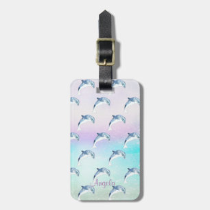 Adorable Dolphins, Paint Stroke-Personalised Luggage Tag