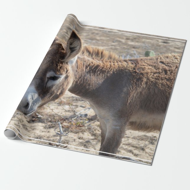 Adorable Donkey Wrapping Paper (Unrolled)