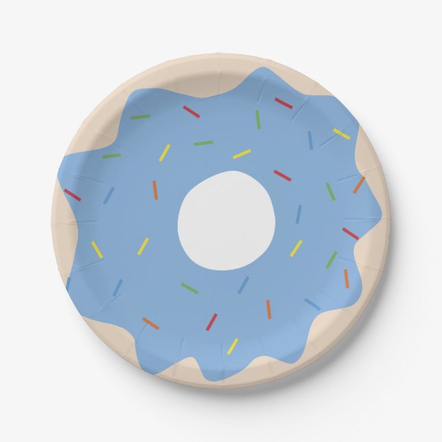 Adorable Doughnut (Blue) Paper Plate (Front)