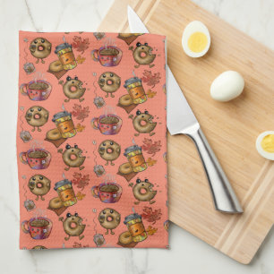 Adorable Doughnuts and Tea  Tea Towel