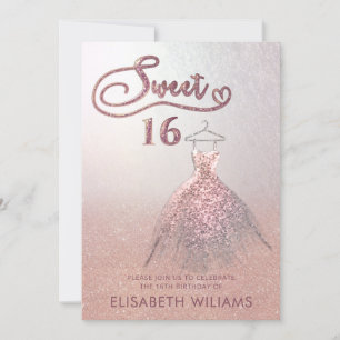 Adorable dress charming rose gold glittery invita invitation