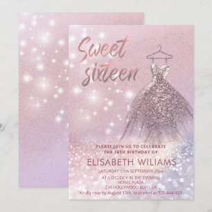 Adorable dress charming sparkling glittery ombre  invitation