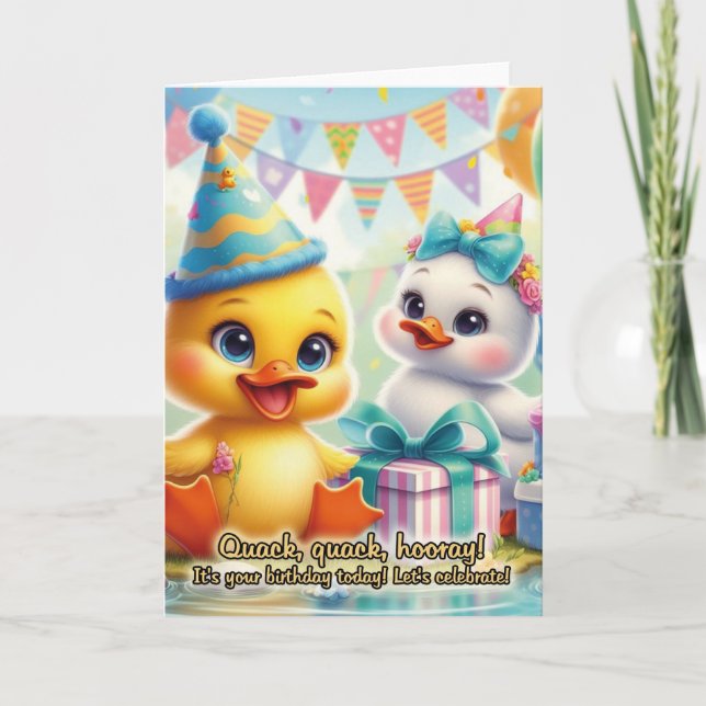Adorable Duck Birthday Greeting Card (Front)