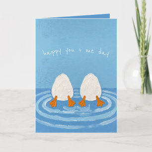 Adorable Duck Couple Painting Anniversary Card