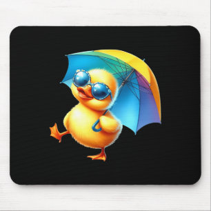 Adorable Duck with Shades and Colourful Umbrella Mouse Mat