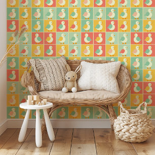 Adorable Duckling Pattern Bright and Playful Wallpaper