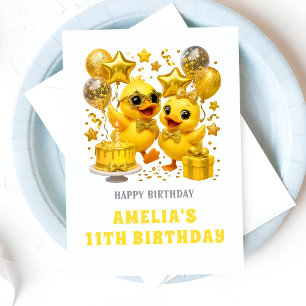 Adorable Ducklings 11th Birthday Greeting Card