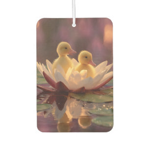 Adorable Ducklings in a Water Lily Flower Car Air Freshener