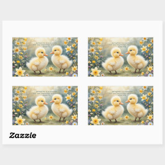 Adorable Ducklings in Spring Daffodils Rectangular Sticker
