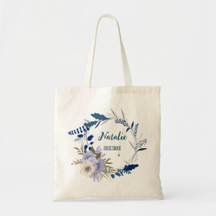 Adorable dusty blue floral Bride tribe trendy Tote Bag