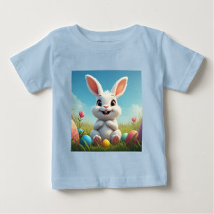 Adorable Easter Bunny Among Colourful Eggs Baby T-Shirt