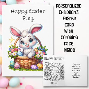 Adorable Easter Bunny and Colouring Page Card