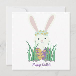 Adorable Easter Bunny & Eggs Card