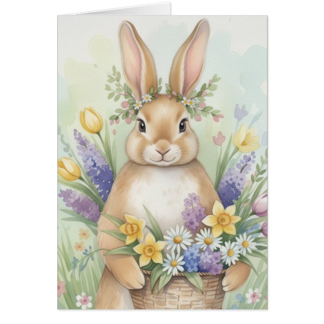Adorable Easter bunny floral card (Front)