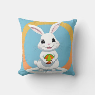 Adorable Easter Bunny Holding Basket Cushion