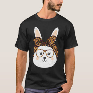 Adorable Easter Bunny  Leopard Bow Glasses Basket T-Shirt