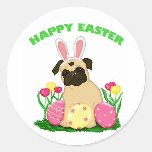 Adorable Easter Bunny Pug Stickers