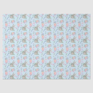Adorable Easter Bunny Spring Pastel Flower Blue Tissue Paper