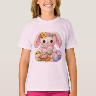 Adorable Easter Bunny with Chick and Paste Eggs T-Shirt