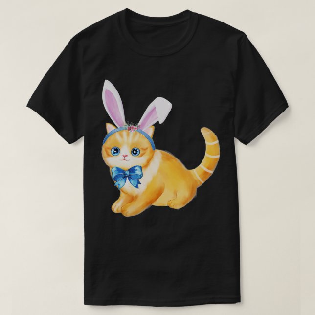 Adorable Easter Cat Bunny Ears Cat Bow Tie Girls T T-Shirt (Design Front)