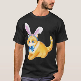 Adorable Easter Cat Bunny Ears Cat Bow Tie Girls T T-Shirt