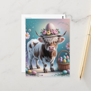 Adorable Easter Highland Cow Postcard