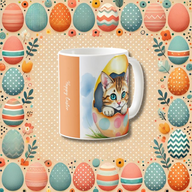 Adorable Easter Kitten in Colourful Egg Coffee Mug (Creator Uploaded)
