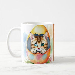 Adorable Easter Kitten in Colourful Egg Coffee Mug
