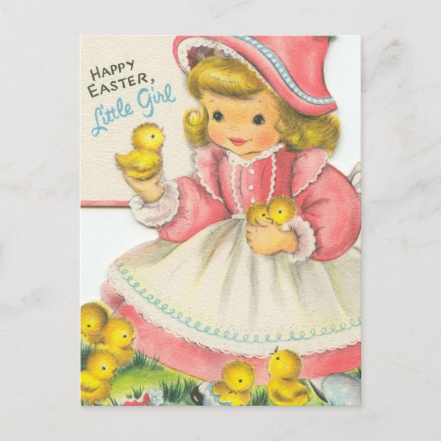 Adorable Easter Little Girl Postcard (Front)