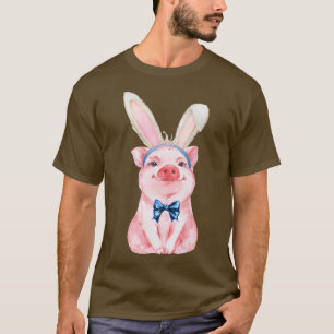 Adorable Easter Pig with Easter Bunny Ears - Easte T-Shirt