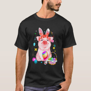 Adorable Easter Pig With Easter Bunny Ears Easter  T-Shirt