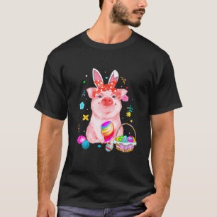 Adorable Easter Pig With Easter Bunny Ears Easter T-Shirt