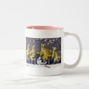Adorable Easter Vintage Postcard Two-Tone Coffee Mug