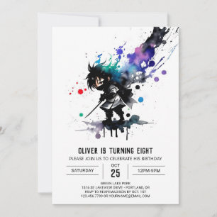 Adorable Editable Ninja Boy Digital Birthday Invitation