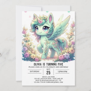 Adorable Editable Unicorn Digital Birthday Invitation