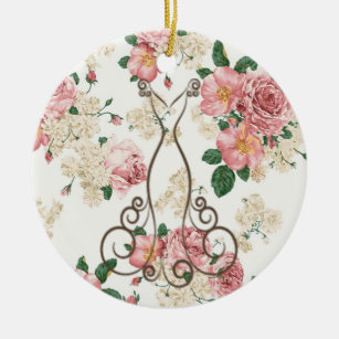 Adorable Elegant Dress,Floral Pattern-Personalised Ceramic Tree Decoration