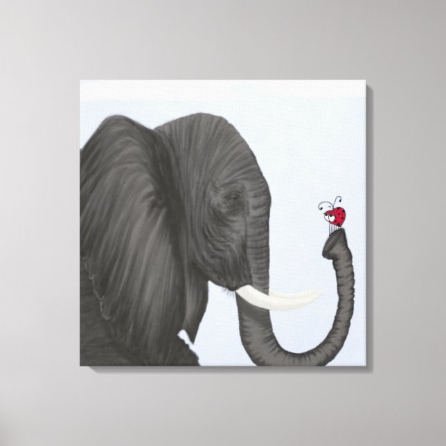 Adorable Elephant and Cute Ladybug Canvas Print (Front)