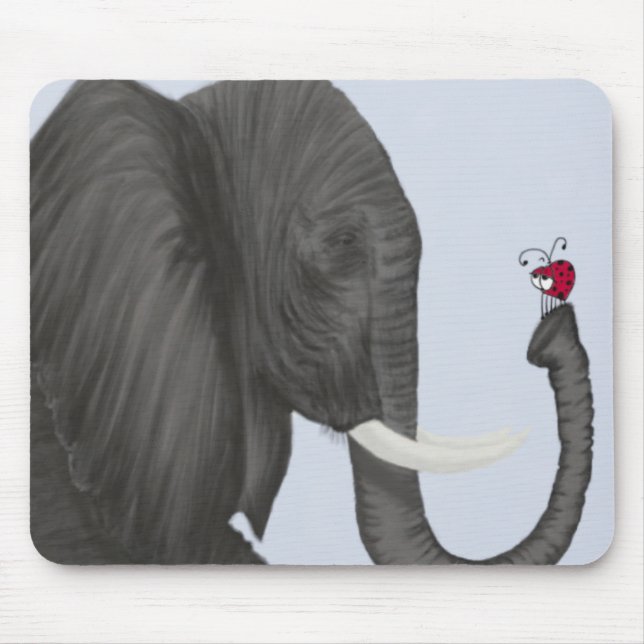 Adorable Elephant and Cute Ladybug Mouse Mat (Front)